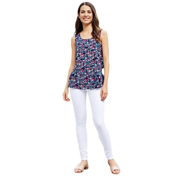 C Floral Sleeveless With Tiered Layered Hem Size L - Picture 1 of 11